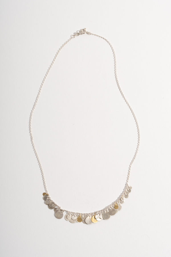 Silver + Gold Petals Arc Necklace