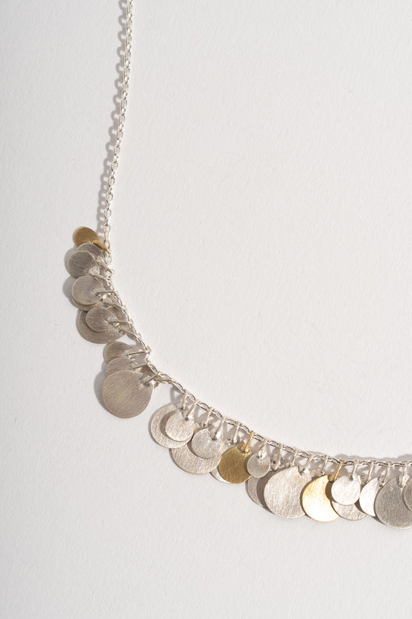 Silver + Gold Petals Arc Necklace