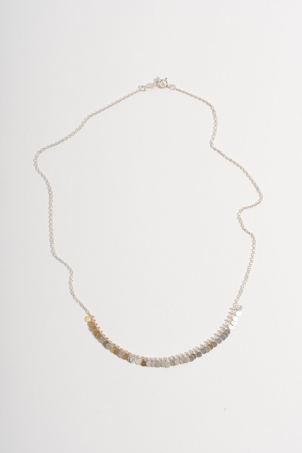 Silver + Gold Tiny Dots Arc Necklace