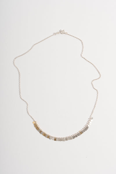 Silver + Gold Tiny Dots Arc Necklace