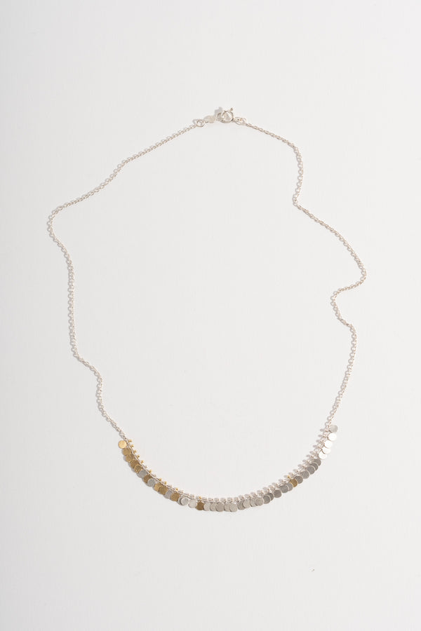 Silver + Gold Tiny Dots Arc Necklace