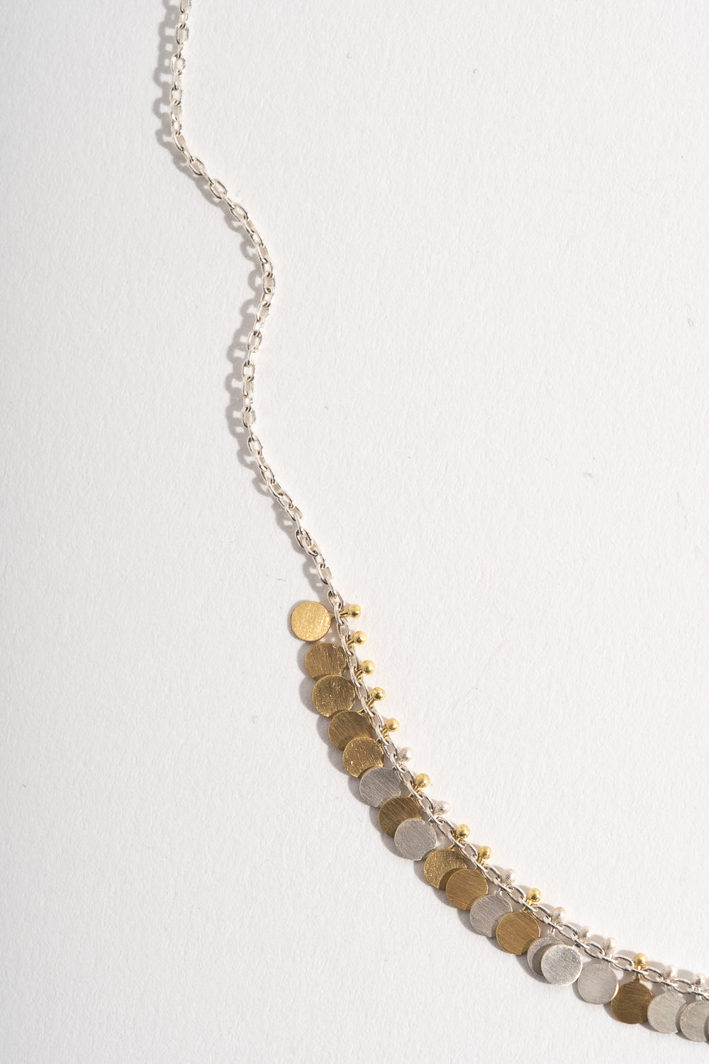 Silver + Gold Tiny Dots Arc Necklace