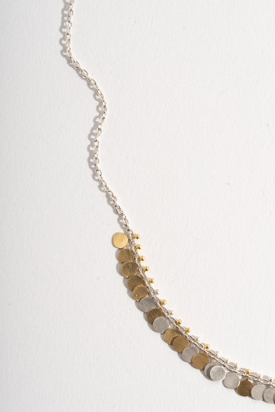 Silver + Gold Tiny Dots Arc Necklace