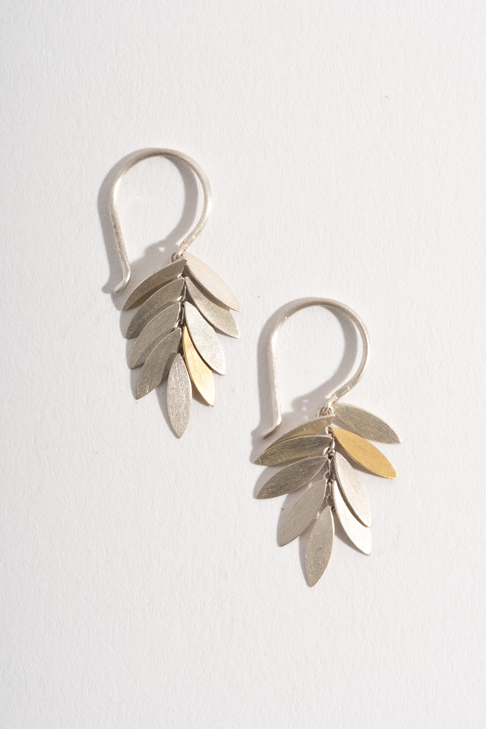Small Silver + Gold Leaf Earrings