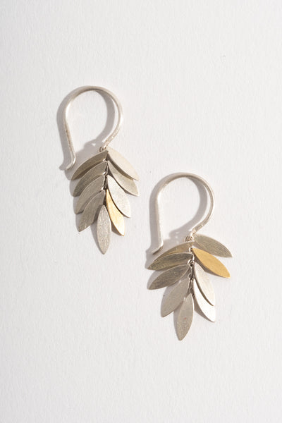 Small Silver + Gold Leaf Earrings