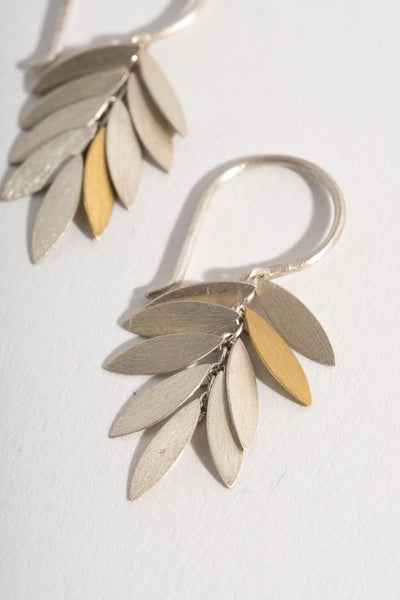 Small Silver + Gold Leaf Earrings