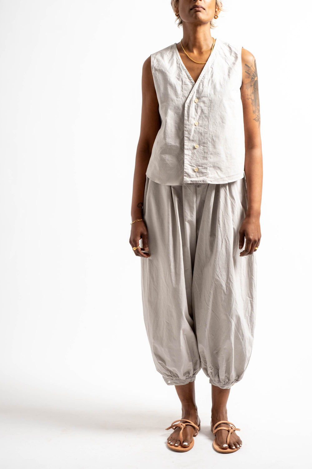 Tamou Trouser in Fine Dusty Stripe