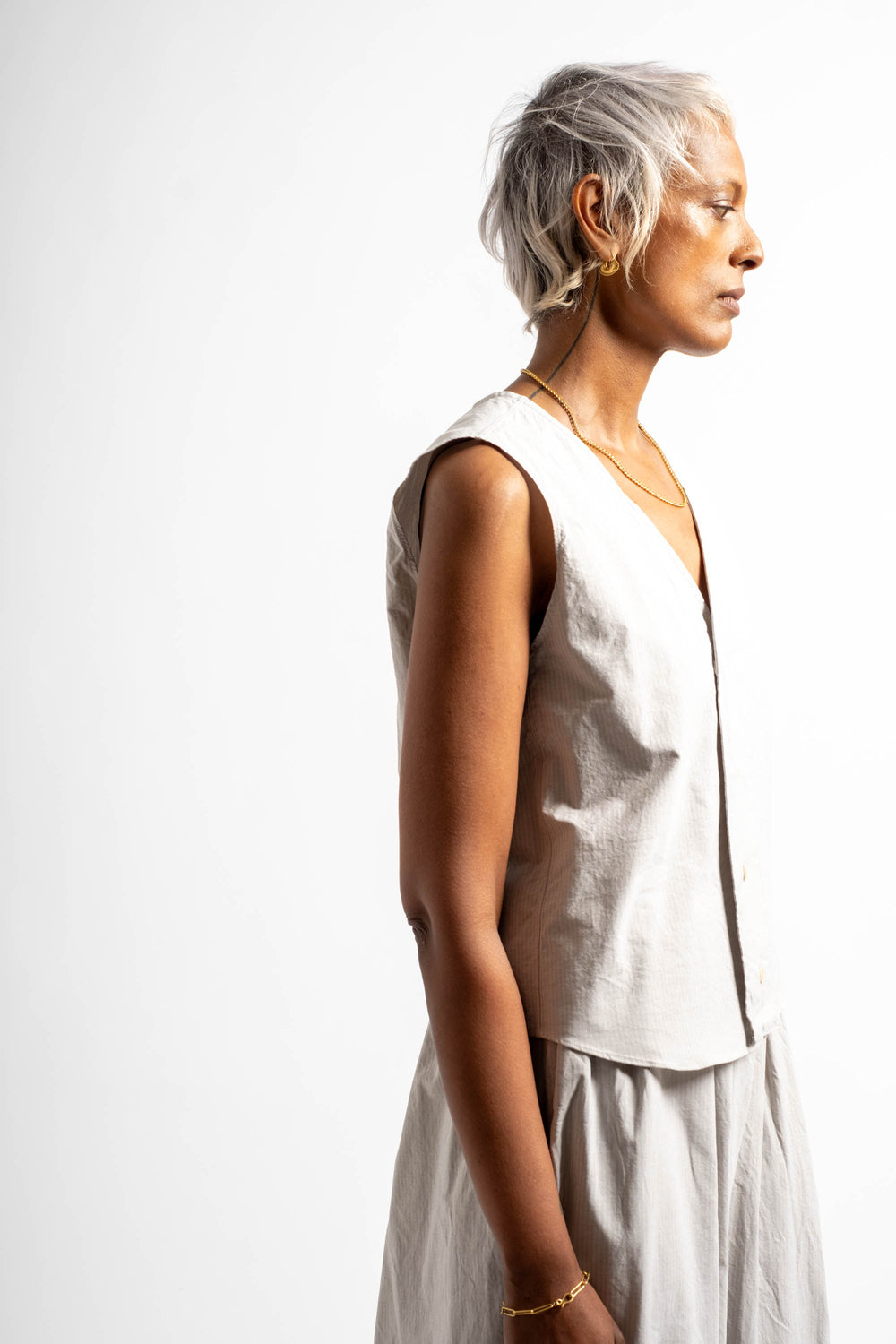 Victor Vest in Fine Dusty Stripe