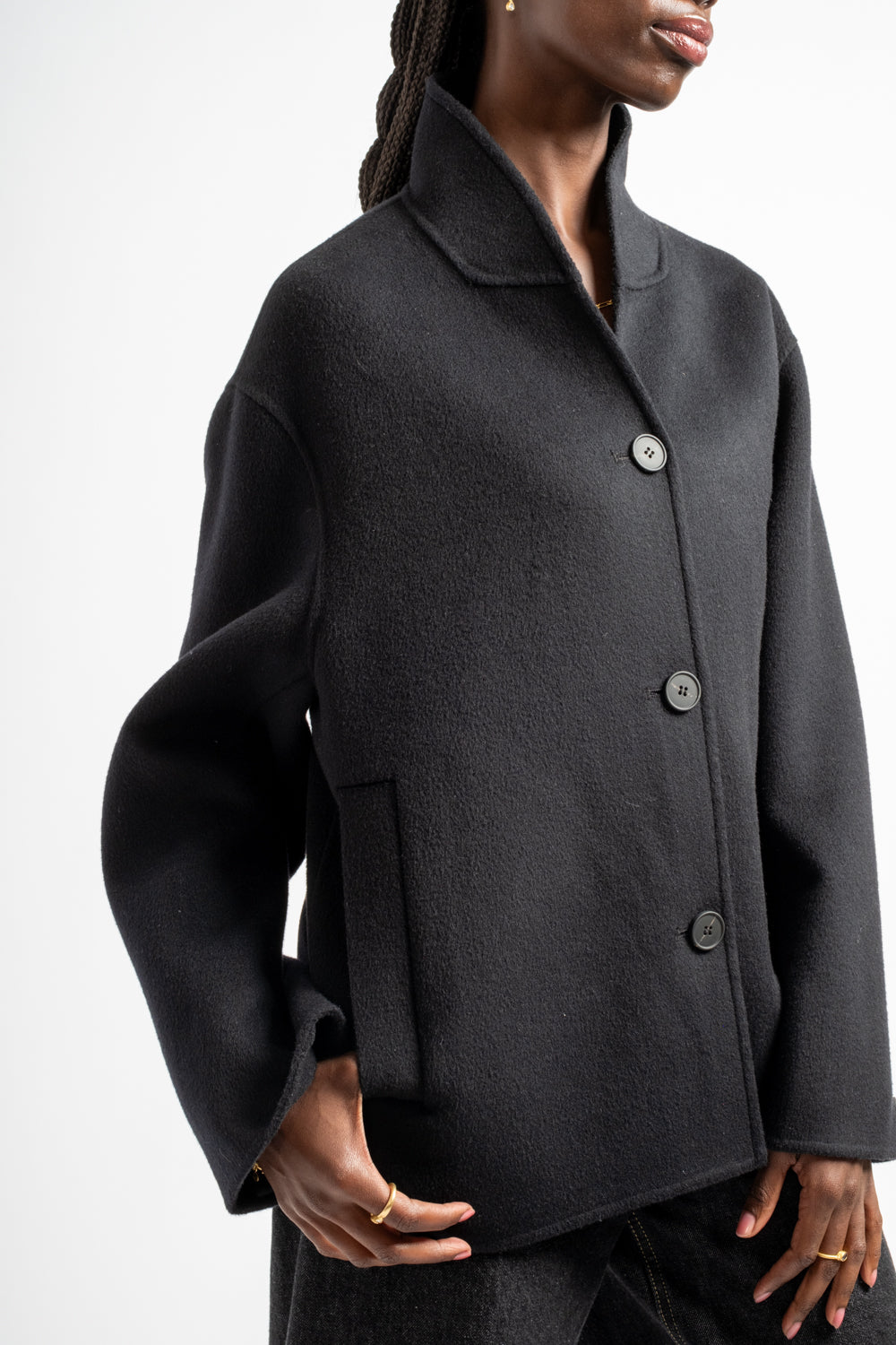 Rhine Double Faced Wool Jacket in Darkest Navy
