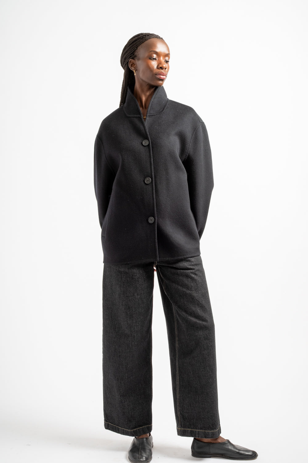 Rhine Double Faced Wool Jacket in Darkest Navy