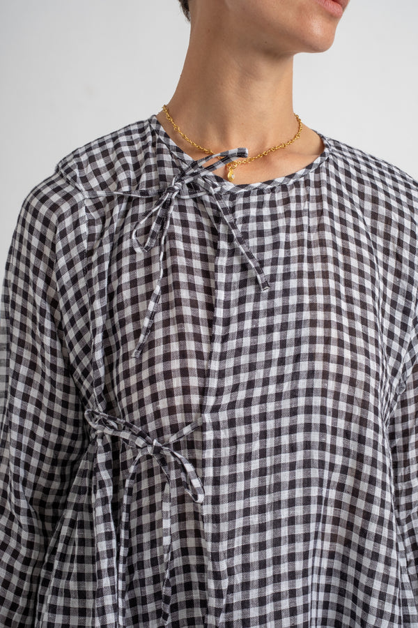 Gingham Check Cashcoeur Blouse in Black Check