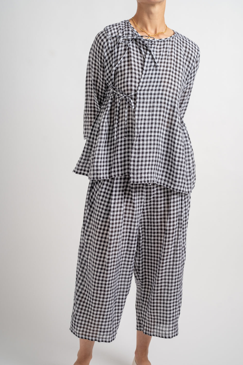 Gingham Check Cashcoeur Blouse in Black Check