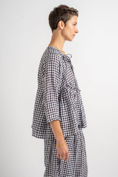 Gingham Check Cashcoeur Blouse in Black Check