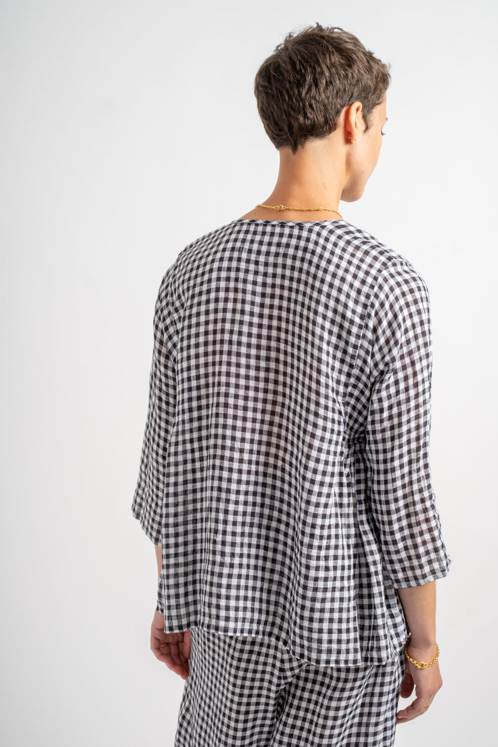 Gingham Check Cashcoeur Blouse in Black Check