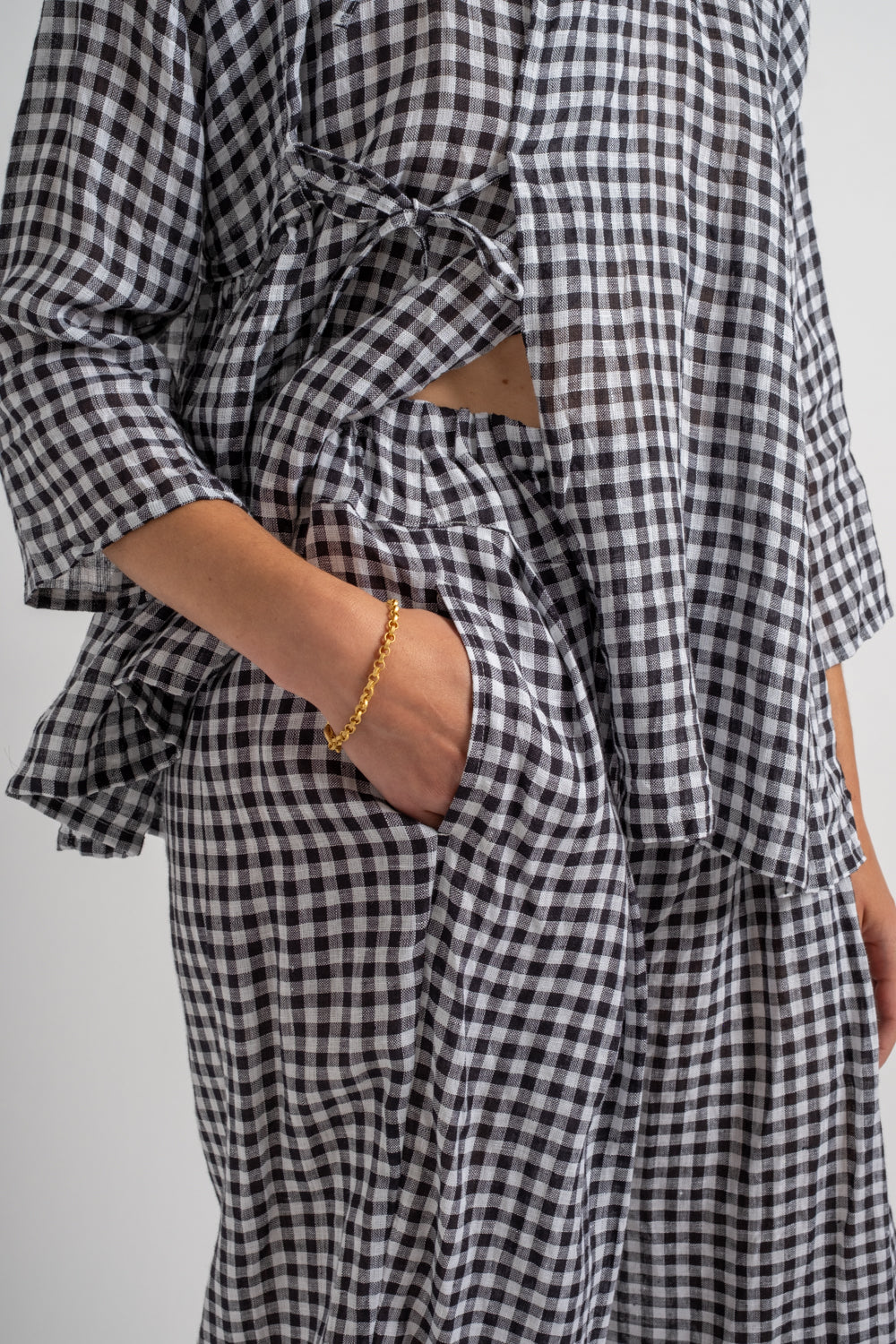 Gingham Check Yoke Pant