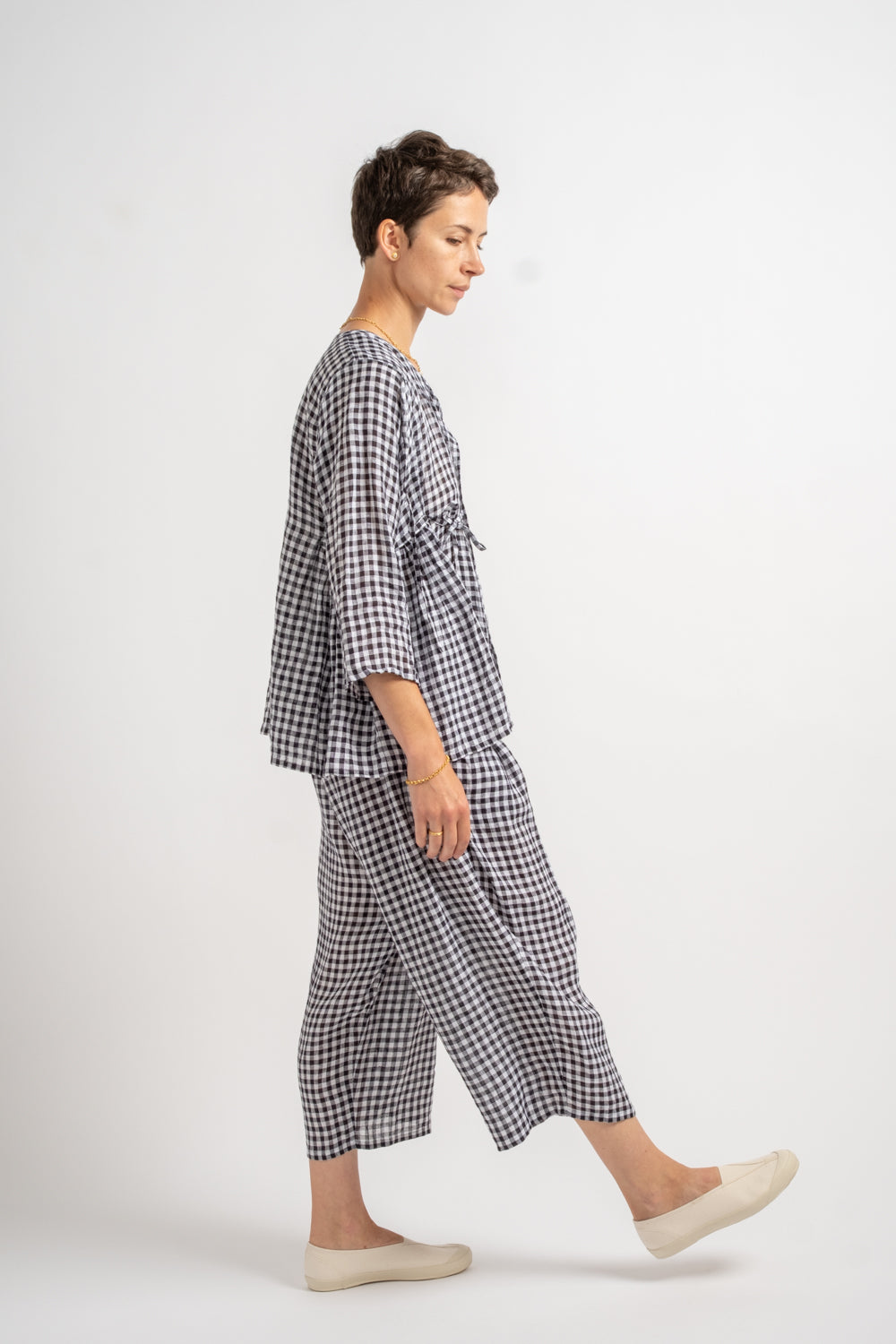 Gingham Check Yoke Pant