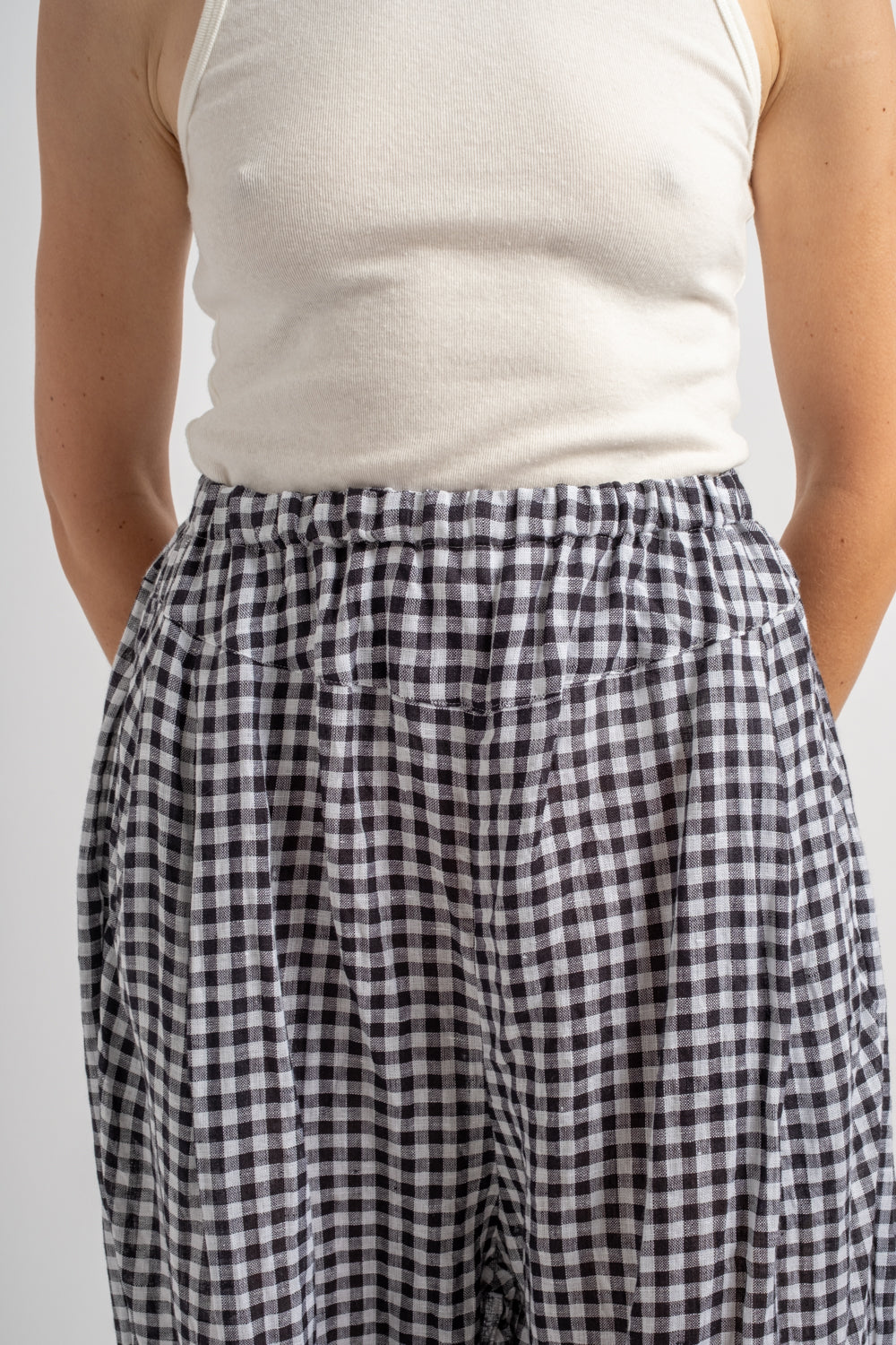 Gingham Check Yoke Pant
