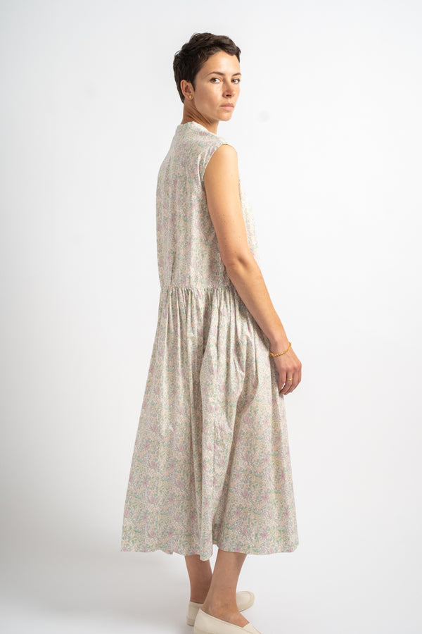 Liberty Print No-Sleeve Dress in Iris