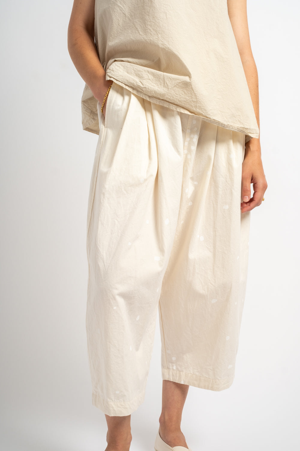 Paint Yoke Pants in Ivory Print