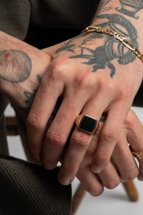 10K Bloodstone Signet Ring