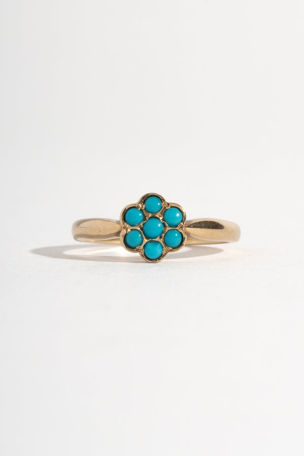 10K Victorian Turquoise Cluster Ring