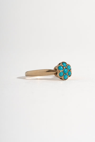 10K Victorian Turquoise Cluster Ring
