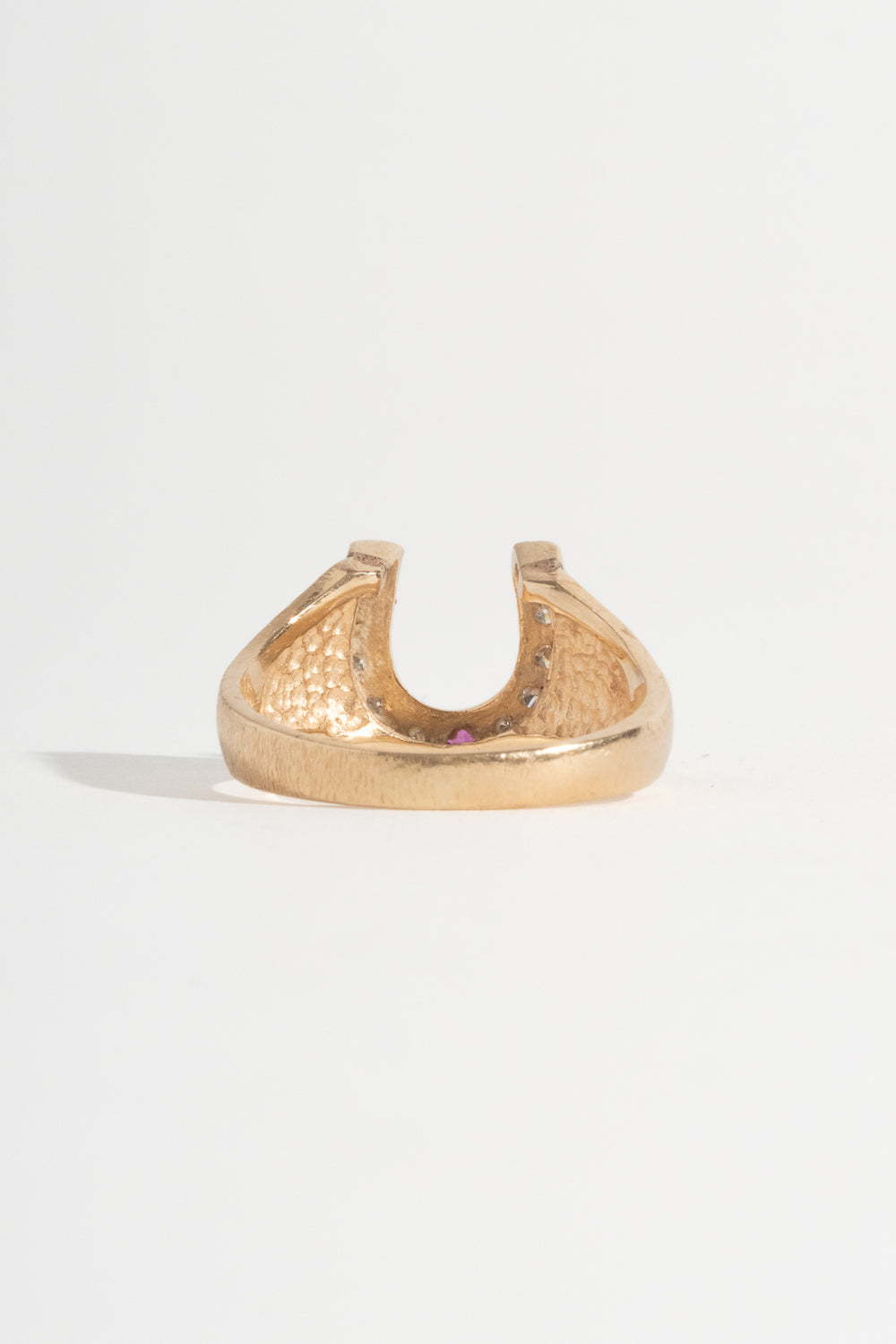 14K Diamond and Ruby Horseshoe Ring