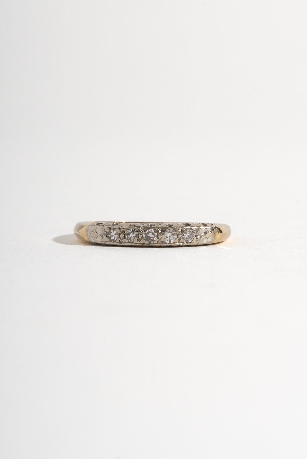 14K Deco White + Yellow Gold Diamond Band