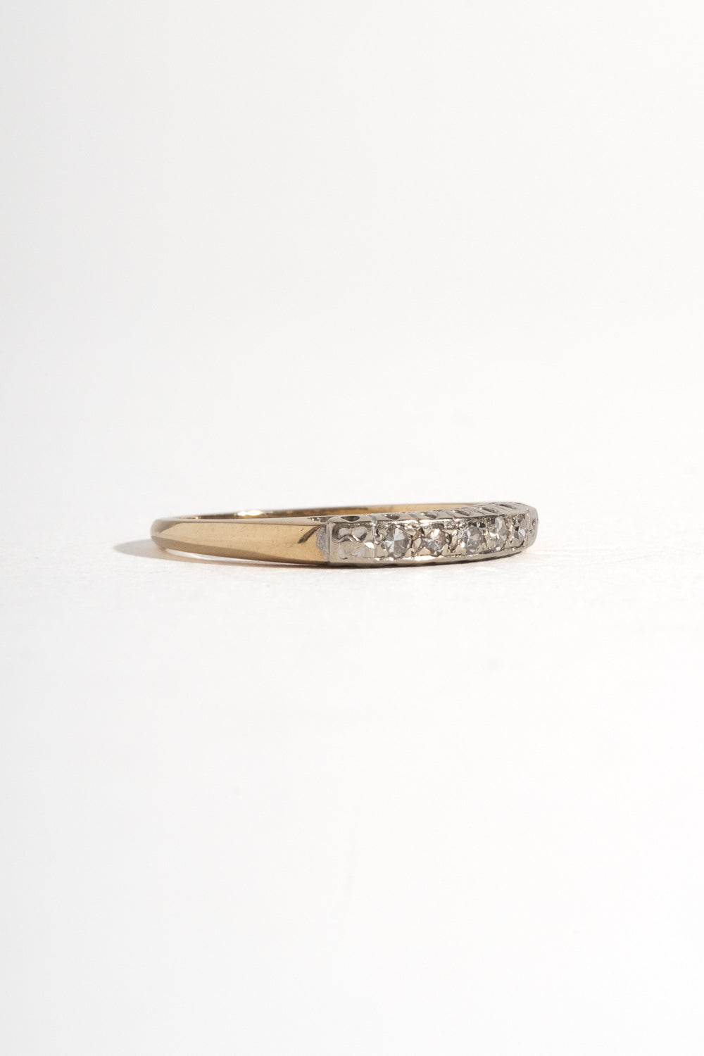 14K Deco White + Yellow Gold Diamond Band