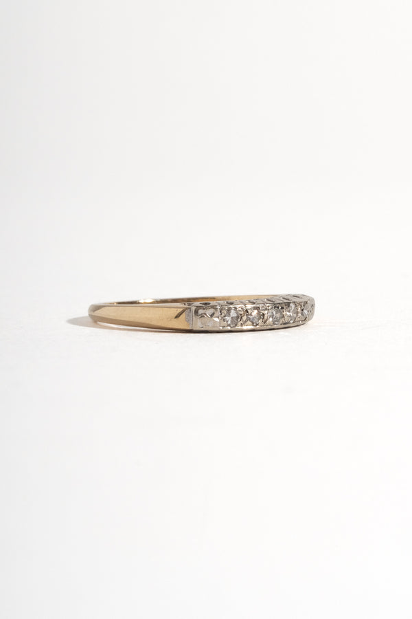 14K Deco White + Yellow Gold Diamond Band