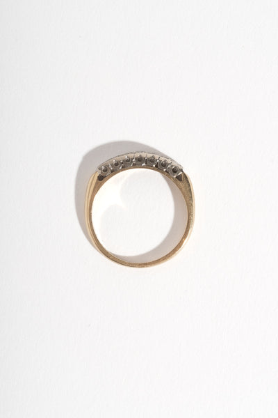 14K Deco White + Yellow Gold Diamond Band