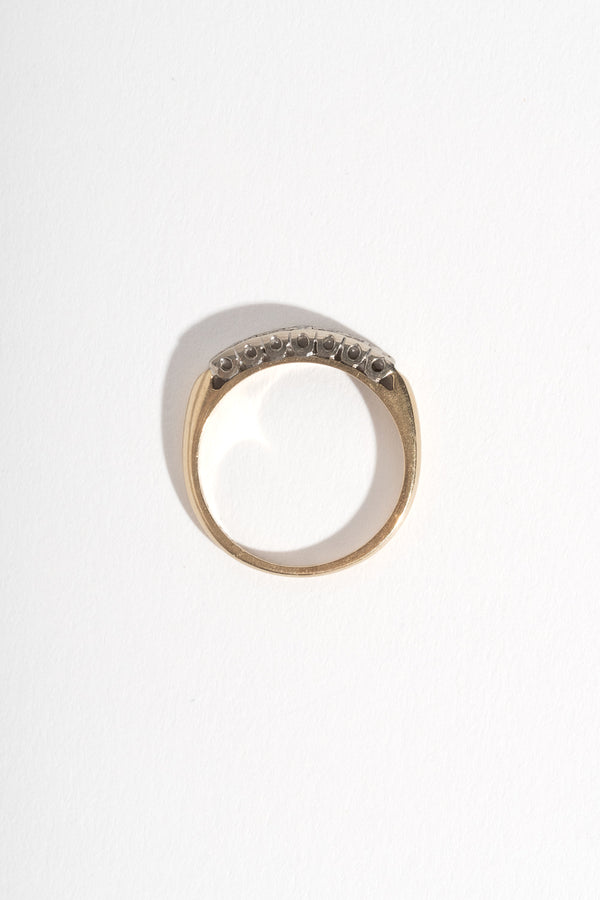 14K Deco White + Yellow Gold Diamond Band