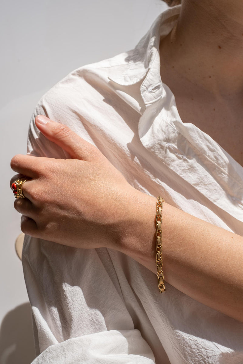 14K 1930's FANCY LINK CHAIN BRACELET