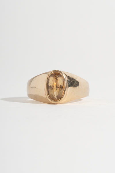 14K Oval Citrine Ring