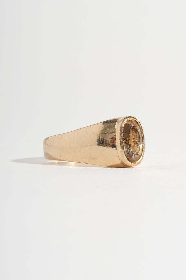 14K Oval Citrine Ring