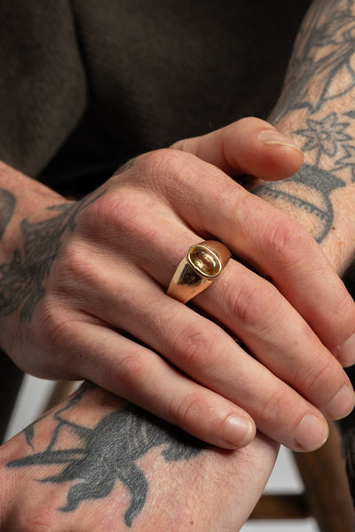 14K Oval Citrine Ring