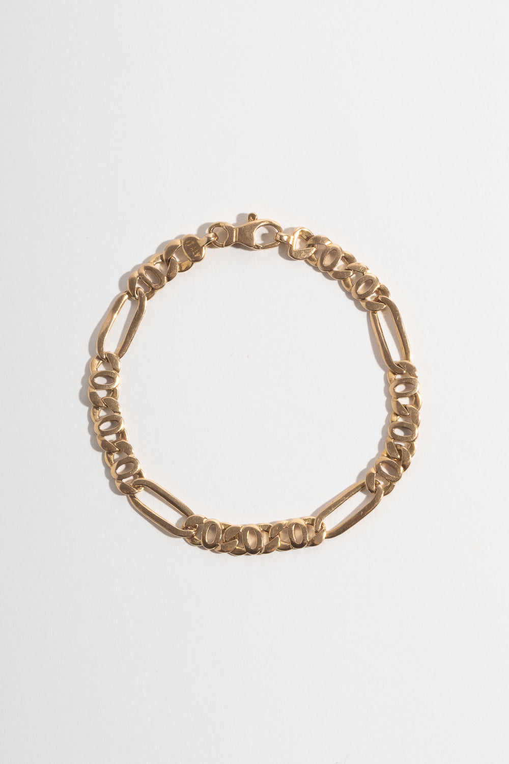 14K Unique Link Figaro Chain Bracelet