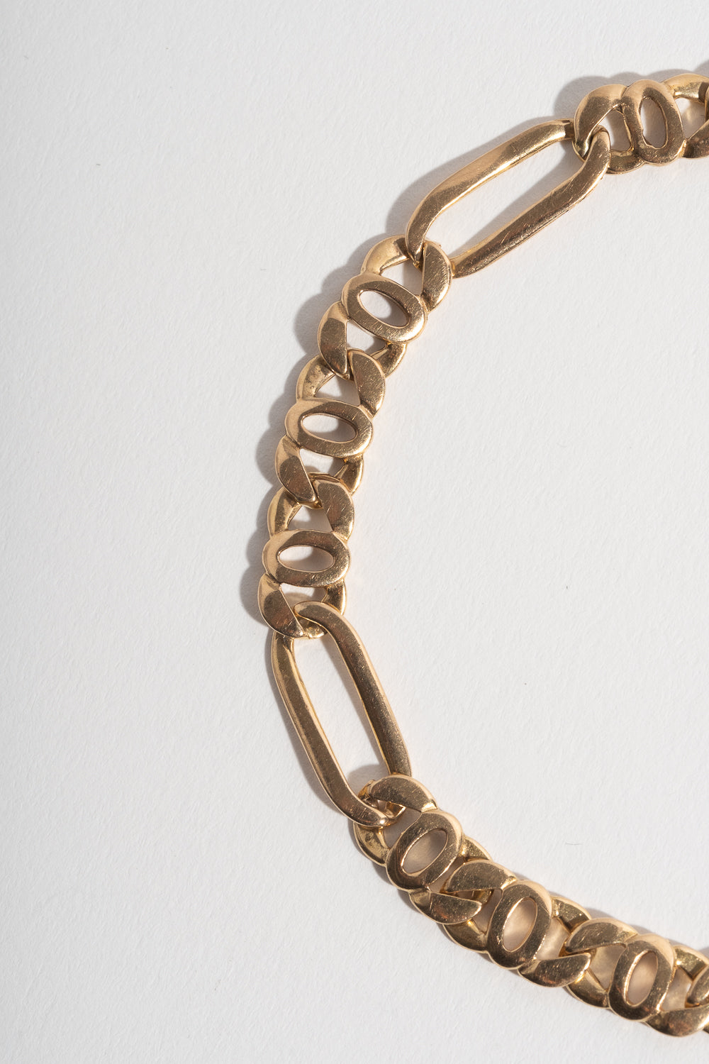 14K Unique Link Figaro Chain Bracelet