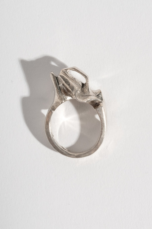 Sterling Abstract Brutalist Ring