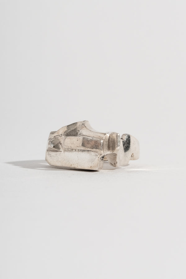 Sterling Abstract Brutalist Ring