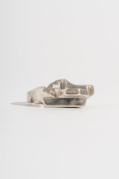 Sterling Abstract Brutalist Ring