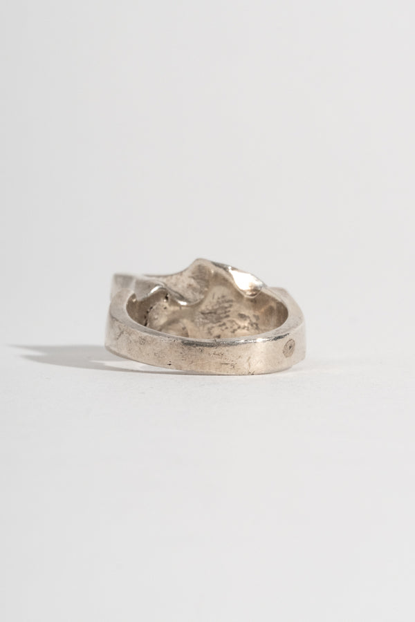 Sterling Abstract Brutalist Ring