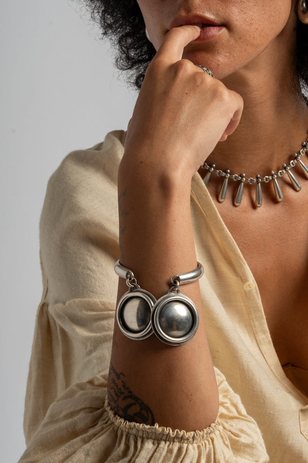 Sterling Cabin Craft Double Disk Cuff