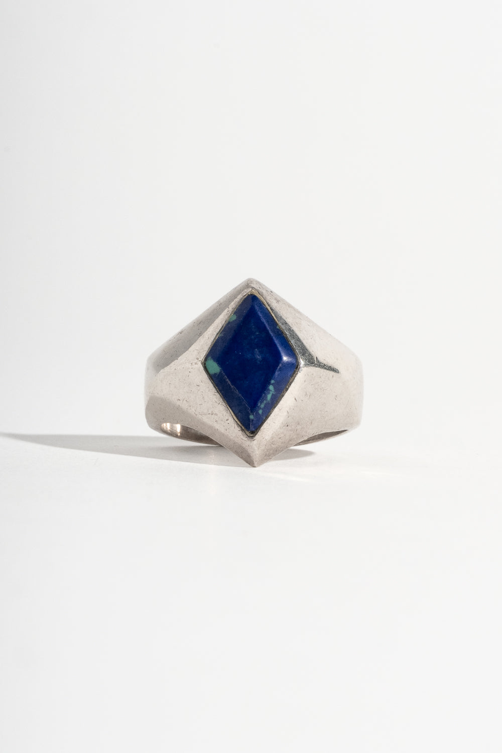 Sterling Diamond Shaped Lapis Signet Ring