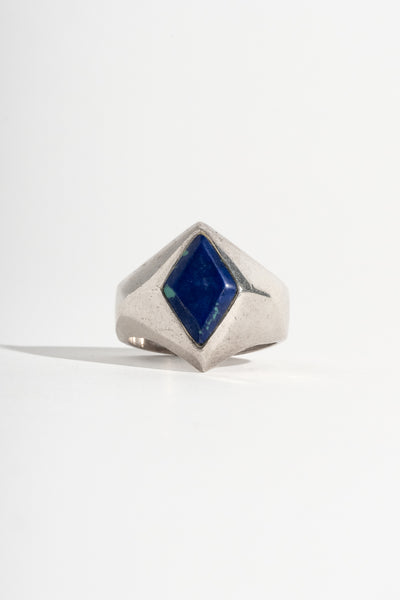 Sterling Diamond Shaped Lapis Signet Ring
