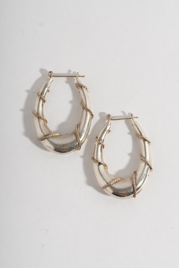 Sterling Elongated Wrapped Hoops