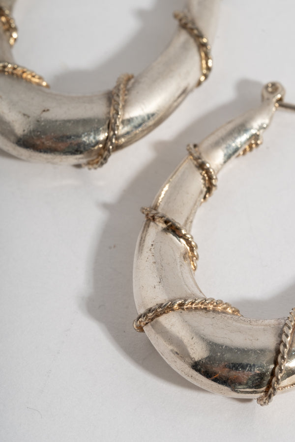 Sterling Elongated Wrapped Hoops