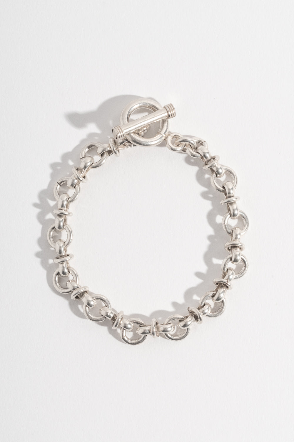 Sterling Figure Eight Link Toggle Chain Bracelet