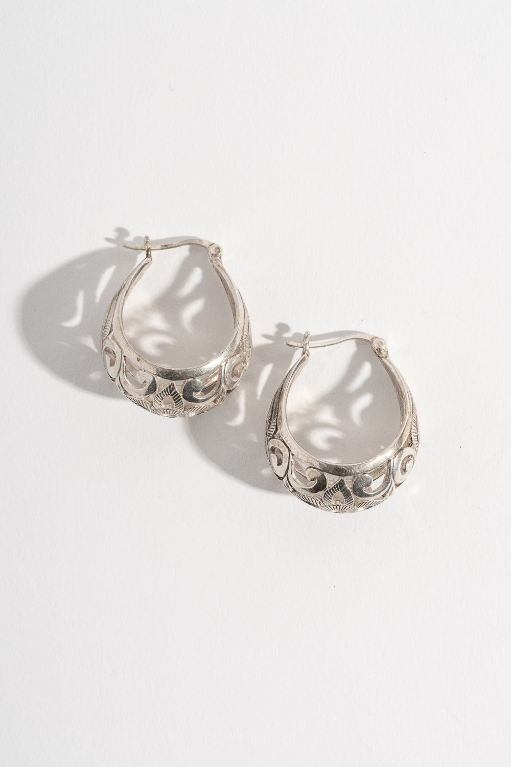 Sterling Mexican Filagree Hoop Earrings