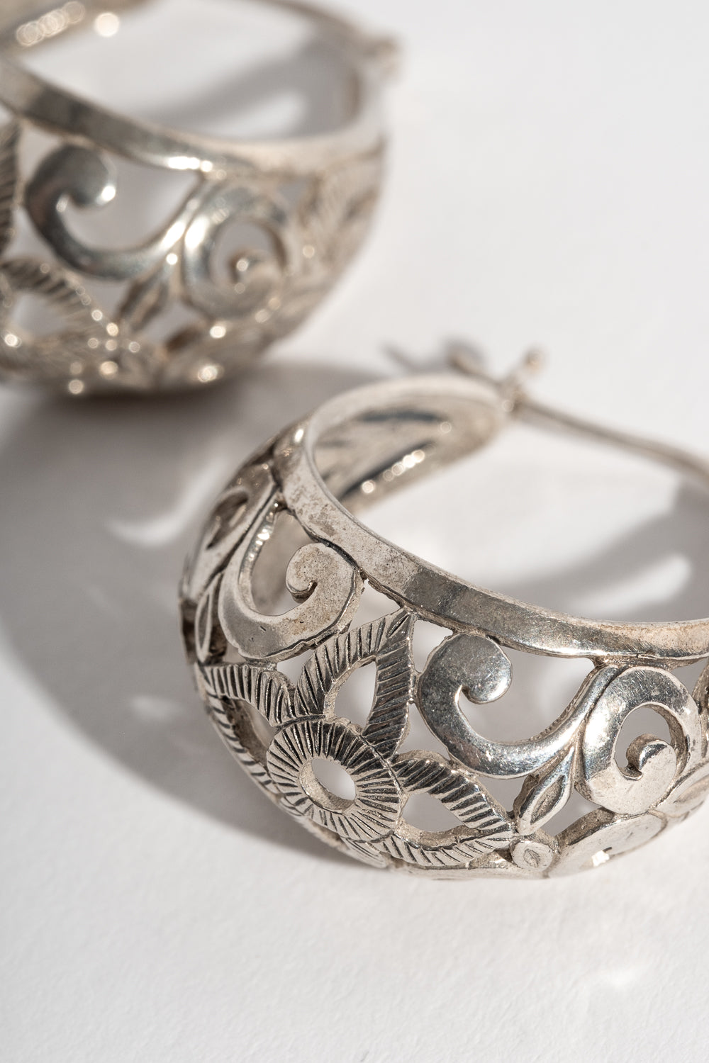 Sterling Mexican Filagree Hoop Earrings
